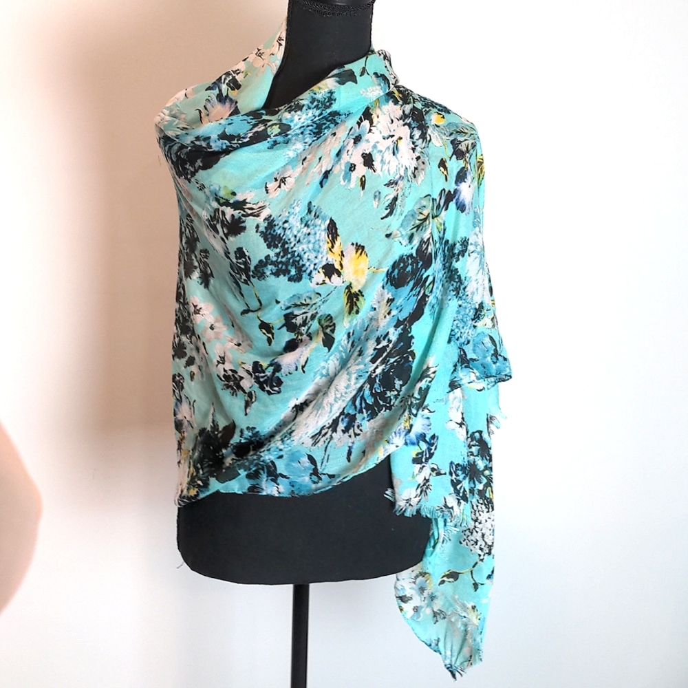 Beautiful blues and yellow pattern scarf